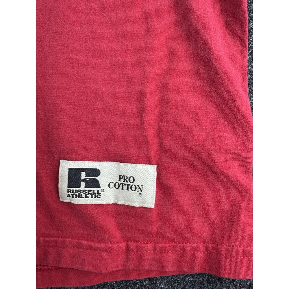 VTG Russell Athletic Pocket T Shirt XL Red Blank Pro Cotton Heavyweight - Picture 3 of 7